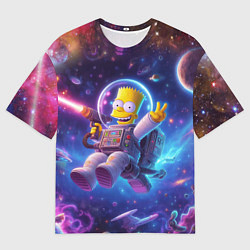 Футболка оверсайз мужская Барт Симпсон с лазерным пистолетом в космосе, цвет: 3D-принт