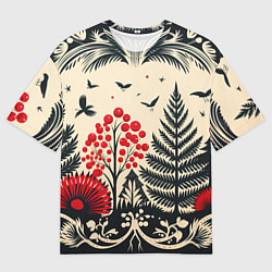 Футболка оверсайз мужская Новогодние деревья и узоры, цвет: 3D-принт