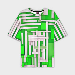 Футболка оверсайз мужская Полосы на зелёном фоне, цвет: 3D-принт