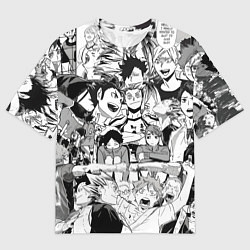 Футболка оверсайз мужская Коллаж по аниме Волейбол, цвет: 3D-принт