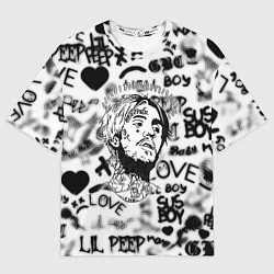 Футболка оверсайз мужская Lil peep автограф, цвет: 3D-принт