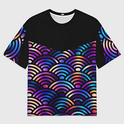 Футболка оверсайз мужская Чёрный берег и рябь на волнах, цвет: 3D-принт