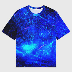 Футболка оверсайз мужская Синий лёд и снежинки, цвет: 3D-принт