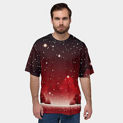 Футболка оверсайз мужская Зимний берег реки с деревьями и льдом, цвет: 3D-принт — фото 2