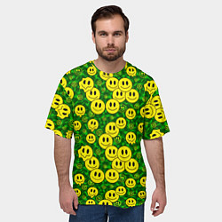 Футболка оверсайз мужская Камуфляжные смайлики, цвет: 3D-принт — фото 2