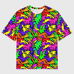 Мужская футболка оверсайз Яркие цветные каракули