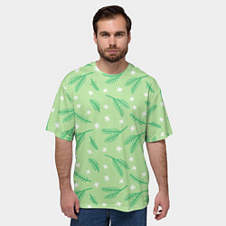 Футболка оверсайз мужская Узор с новогодней еловой ветвью, цвет: 3D-принт — фото 2