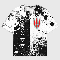 Футболка оверсайз мужская Ведьмак - знаки и брызги, цвет: 3D-принт