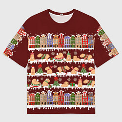 Футболка оверсайз мужская Капибара с семьей зимой, цвет: 3D-принт