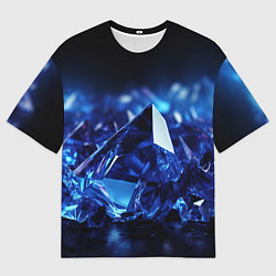 Мужская футболка оверсайз Синие прозрачные алмазы