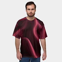 Футболка оверсайз мужская Бордовый шелк, цвет: 3D-принт — фото 2
