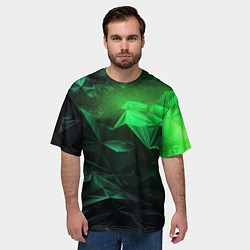 Футболка оверсайз мужская Глубина зеленого абстракции, цвет: 3D-принт — фото 2