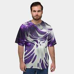 Футболка оверсайз мужская Бело-фиолетовая краска, цвет: 3D-принт — фото 2
