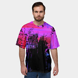 Футболка оверсайз мужская Розово синий сочный гранж, цвет: 3D-принт — фото 2
