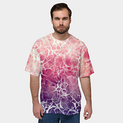 Футболка оверсайз мужская Абстракция - паутинка на сине-красном фоне, цвет: 3D-принт — фото 2