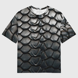 Мужская футболка оверсайз Текстура черного дракона