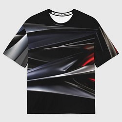 Футболка оверсайз мужская Black red abstract, цвет: 3D-принт
