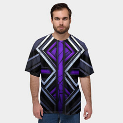 Футболка оверсайз мужская Фиолетовые вставки на черном фоне, цвет: 3D-принт — фото 2