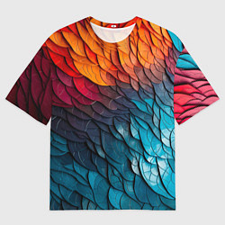 Футболка оверсайз мужская Желто синяя чешуя, цвет: 3D-принт