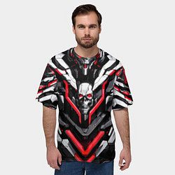 Футболка оверсайз мужская Красный скелетный киберпанк доспех, цвет: 3D-принт — фото 2