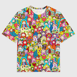 Футболка оверсайз мужская Веселые русские матрешки, цвет: 3D-принт