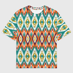 Мужская футболка оверсайз Орнамент икат - имитация аткласной ткани
