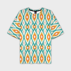 Мужская футболка оверсайз Геометрический узор икат - орнамент народов узбеки
