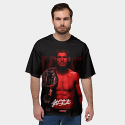 Футболка оверсайз мужская Хабиб Нурмагомедов с поясом чемпиона, цвет: 3D-принт — фото 2
