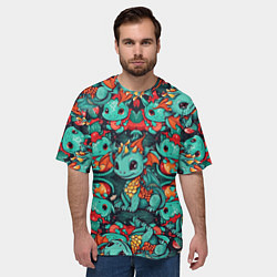 Футболка оверсайз мужская Драконы с ёлками, цвет: 3D-принт — фото 2