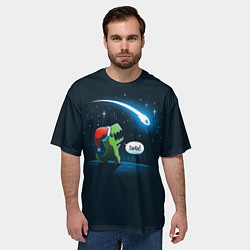 Футболка оверсайз мужская Новогодний ти рекс, цвет: 3D-принт — фото 2