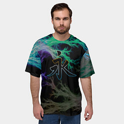 Футболка оверсайз мужская Неоновый иероглиф, цвет: 3D-принт — фото 2