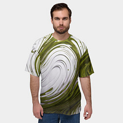Футболка оверсайз мужская Бело-зеленая краска, цвет: 3D-принт — фото 2