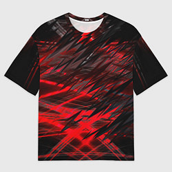 Мужская футболка оверсайз Черно красные текстуры