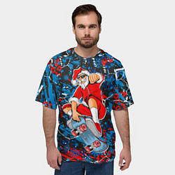 Футболка оверсайз мужская Санта Клаус на скейтборде, цвет: 3D-принт — фото 2