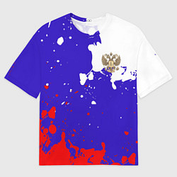 Футболка оверсайз мужская Российский герб на триколоре, цвет: 3D-принт