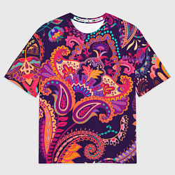 Мужская футболка оверсайз Индийские этнические узоры