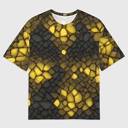 Мужская футболка оверсайз Жёлтый трескающийся камень