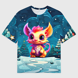 Футболка оверсайз мужская Маленький пушистый дракошка, цвет: 3D-принт