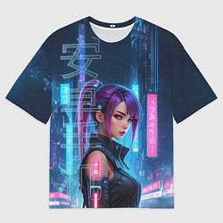 Футболка оверсайз мужская Девушка с пурпурной челкой, цвет: 3D-принт