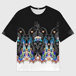 Мужская футболка оверсайз Узор цветочный сказочный