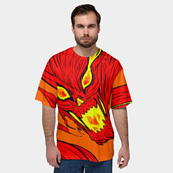 Футболка оверсайз мужская Пламенный череп, цвет: 3D-принт — фото 2