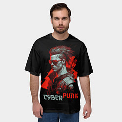 Футболка оверсайз мужская Cyberpunk man, цвет: 3D-принт — фото 2