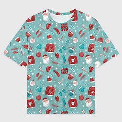 Футболка оверсайз мужская Праздничный новогодний узор, цвет: 3D-принт