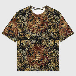 Мужская футболка оверсайз Золотые узоры пейсли