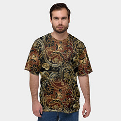 Футболка оверсайз мужская Золотые узоры пейсли, цвет: 3D-принт — фото 2