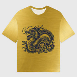 Футболка оверсайз мужская Дракон на золоте, цвет: 3D-принт