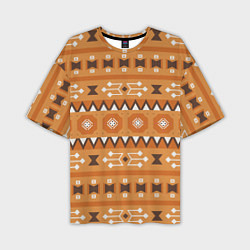 Мужская футболка оверсайз Brown tribal geometric