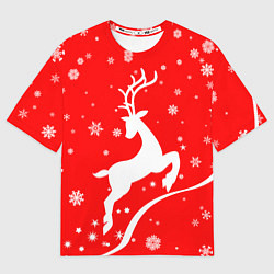 Футболка оверсайз мужская Christmas deer, цвет: 3D-принт