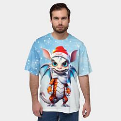 Футболка оверсайз мужская Забавный новогодний дракончик, цвет: 3D-принт — фото 2