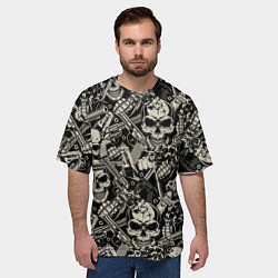 Футболка оверсайз мужская Черепа и вооружение, цвет: 3D-принт — фото 2